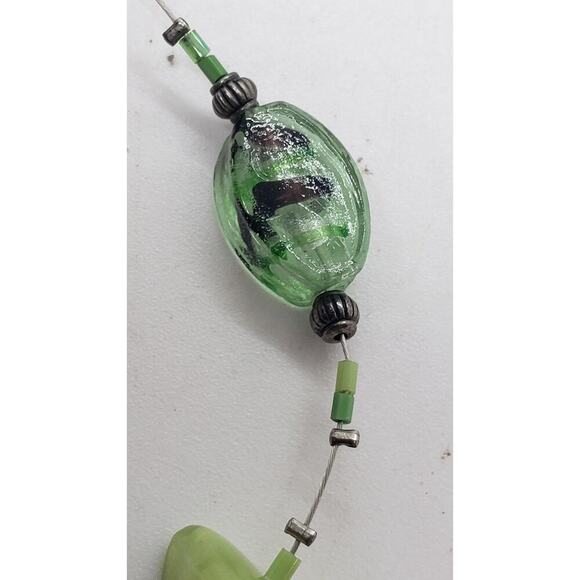 Vintage Beaded Necklace Multi2 Strand Lucite Glass Shell Jewelry RARE Green - Picture 9 of 12